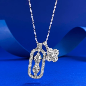 Collier Pendentif Croix Vajra en Argent Sterling 925 Pour Hommes Femmes Incrusté de Strass Totem Bijoux de Mode Cadeau