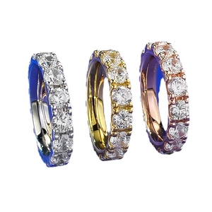 Three-piece S925 sterling silver eternity ring set with sparkling round-cut crystals