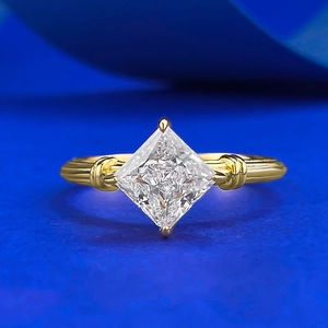 Bague en Argent Sterling 925 Avec Strass Carré Princesse pour Femme Plaqué Or Simple Élégant Bijoux de Mode Géométriques