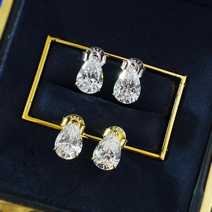 Ensemble de boucles d'oreilles poire en argent S925 en finitions argent et dorée