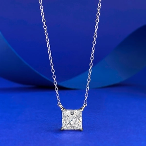 Collier Pendentif Strass Carré Taille Princesse Argent Sterling 925 Bijoux Pour Femmes Collier Géométrique Élégant