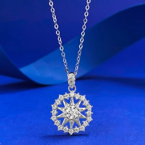 925 Sterling Silver Snowflake Star Pendant Necklace Delicate Rhinestone Inlaid Fashion Commuter Jewelry Gift For Women