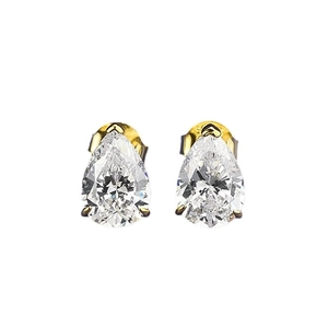Boucles d'oreilles classiques 2ct taille poire en argent s925 plaqué or 18k avec gemmes