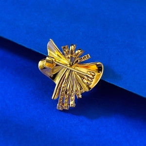 Elegant gold S925 silver firework brooch with sparkling crystals and brushed finish