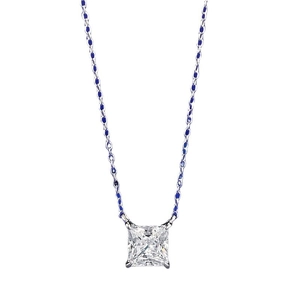 Collier élégant en argent sterling S925 avec pendentif en zircone cubique taille princesse