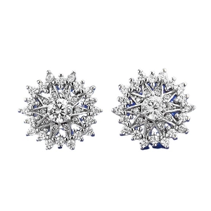 Sparkling S925 sterling silver snowflake stud earrings with pavé set crystals for women