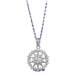 Elegant S925 sterling silver snowflake pendant necklace with sparkling starburst pendant