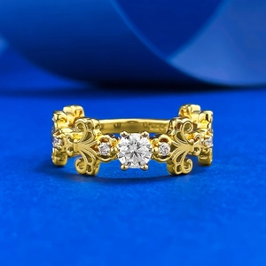 Vintage 925 Sterling Silver Gold Plated Hollow Iris Flower Ring Palace Style Rhinestone Inlaid Fashion Ring For Women