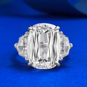 Luxury 925 Sterling Silver Three Stone Ring For Women With Cushion Prism Cut White Rhinestone Fashion Ring Jewelry Gift