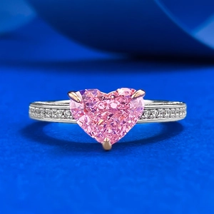 925 Sterlingsilber Herzform Rosa Strass Ring Für Damen Mode Pendler Elegant Eingelegt Schmuck Fingerring Geschenk
