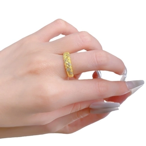 Italian craft S925 silver wheat grain woven ring with gold finish and micro-inlaid stones