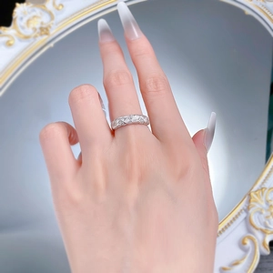 Detailed view of S925 sterling silver wheat weave ring with cubic zirconia stones