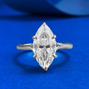 925 Sterling Silver Marquise Cut Rhinestone Ring For Women Six Claw Setting Wedding Band Fashion Jewelry Elegant Fine Ring Gift