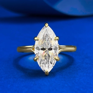 Luxury Marquise Cut Rhinestone Ring For Women 925 Sterling Silver Gold Plated Wedding Engagement S925 Finger Ring Fashion Jewelry