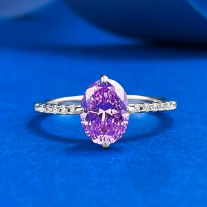 Eleganter 925 Sterlingsilber Lavendelvioletter Ovaler Strass Ring Für Damen Mode Eingelegter Geometrischer Fingerschmuck
