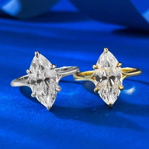 Detailed comparison of marquise-cut 925 silver rings in gold and silver finishes