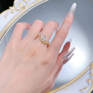 Elegant 925 sterling silver marquise cut ring on hand with crystal accents