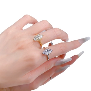 Elegantly crafted 925 silver marquise cut ring with brilliant claw-set gemstone accents