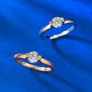 S925 sterling silver rings with 5mm round cubic zirconia in silver and gold finish
