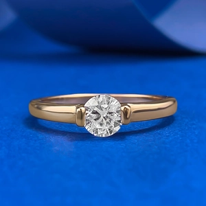 S925 Sterling Silver Round Rhinestone Ring For Women Fashion Minimalist Champagne Gold Plated Geometric Finger Ring Jewelry