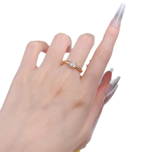 Classic gold S925 silver ring with rectangular Asscher cut white sparkling gemstone