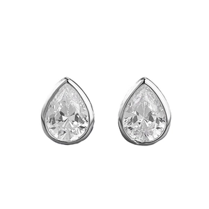Classic S925 sterling silver pear cut teardrop stud earrings with cubic zirconia