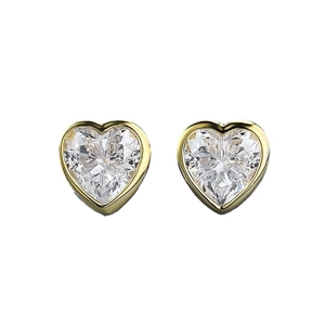 Boucles d'oreilles cœur classiques en argent 925 avec placage d'or et pierres étincelantes