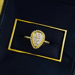 Anello a goccia in argento S925 dorato con fascia a treccia in scatola preziosa
