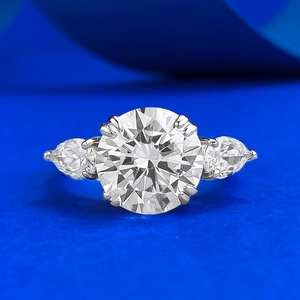 Bague Trois Pierres en Argent Sterling 925 pour Femme Luxe Taille Ronde et Poire Strass Mariage Fiançailles Bijoux de Doigt