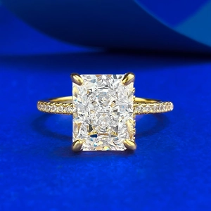 Radiant Cut 925 Sterling Silver Gold Plated Ring Square Rhinestone Inlaid Geometric Fashion Jewelry For Women Accessories