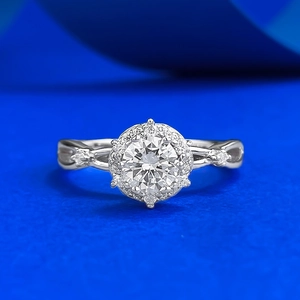 Luxuriöser 925 Sterlingsilber Halo Ring Für Damen Runder Strass Eingelegtes Hohles Gedrehtes Band Eleganter Palaststil Schmuck