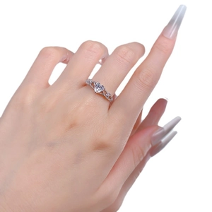 Bague en argent S925 avec pierre en forme de cœur de 1 carat et anneau torsadé ajouré