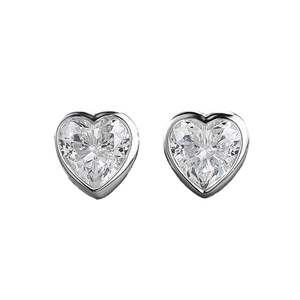 Classic 7x7mm heart-cut gemstone stud earrings in S925 sterling silver mounting