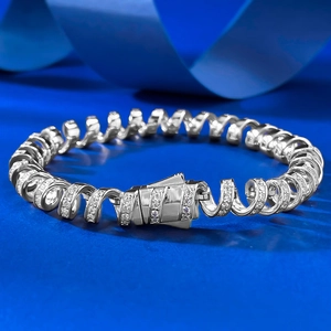 Bracelet Spirale en Argent Sterling S925 Pavé de Strass Chaîne à Ressort Enroulée Bijoux de Luxe Mode Commuter pour Femmes