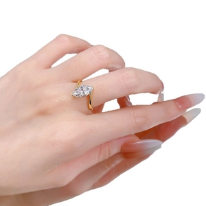 Elegant 18K gold plated S925 silver ring with marquise cut stone on model hand