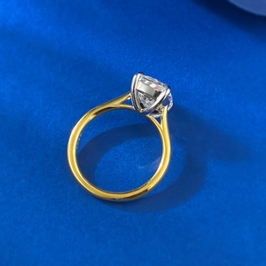 S925 silver 8x10mm cushion cut solitaire ring in two-tone gold and silver finish