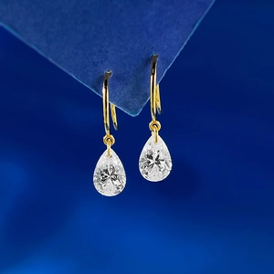 Elegant 925 Sterling Silver Waterdrop Dangle Earrings Rhinestone Inlaid Pear Cut Fashion Luxury Jewelry For Women Wedding Gift