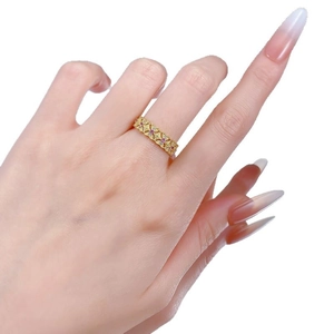 Italian craft S925 silver hollow lattice ring with pink gemstones for women