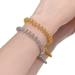 Sparkling S925 sterling silver spiral bracelets with pavé zircons in gold and silver