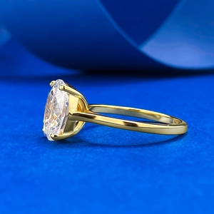 Elegance 8x10mm oval cut moissanite ring in 14k gold plated S925 sterling silver band