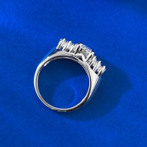 Luxurious S925 sterling silver ring featuring a large round center stone and pave accents