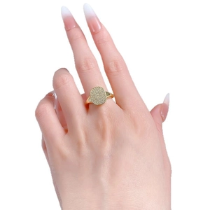 Minimalist S925 silver ring with 18K gold plating and rectangular pave zircon stones