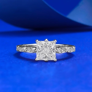 925 Sterling Silver Princess Cut White Rhinestone Ring For Women Square Inlaid Vintage Fashion Jewelry Wedding Party Daily Gift