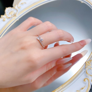 Detailed view of S925 silver double pear-cut waterdrop ring with micro-pave crystals