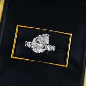 Anello elegante in argento S925 con pietra taglio a pera 10x14mm in scatola regalo