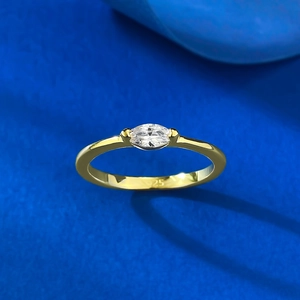 Eleganter S925 Sterlingsilber Ring mit 3*6mm Marquise-Edelstein in Gold-Finish