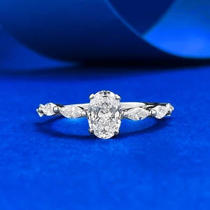 925 Sterling Silver Oval Rhinestone Ring For Women Elegant Inlaid Geometric Finger Ring Fashion Western Wedding Jewelry