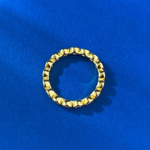 Classic gold-plated S925 silver ring featuring full eternity round-cut zircon stones
