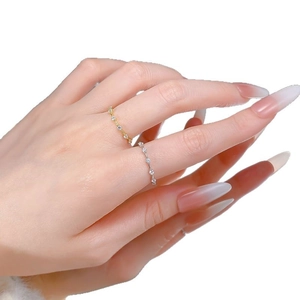 Minimalist S925 silver plated gold stackable band rings with sparkling pavé crystals