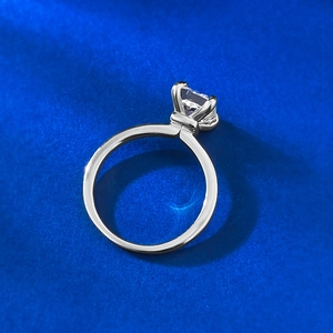 Detail of S925 silver ring featuring a 6x8mm ice flower cut rectangular cz stone